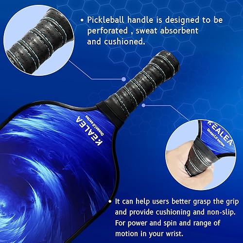 Miniatura 5 de KEALEA Paleta de pickleball duradera para deportes al aire libre, regalos integrados en fibra de vidrio superficie Pickleball