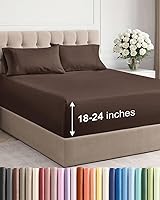 Vista 39 de Juego de sábanas Queen de bolsillo extra profundo, sábanas transpirables y refrescantes de 4 piezas, juego de sábanas de lujo de hotel, ultra suave