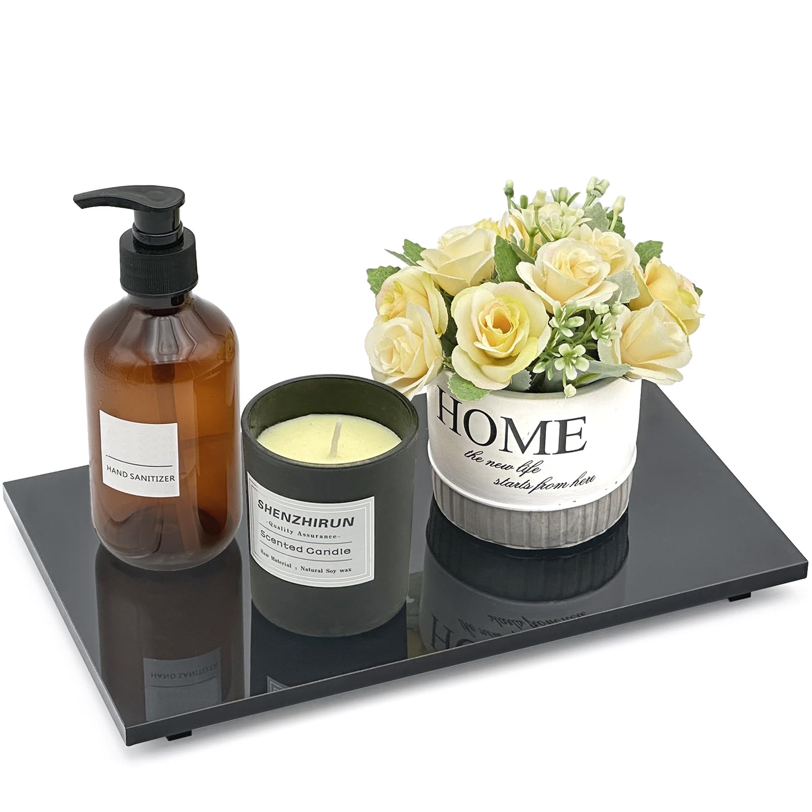 Acrylic Soap Tray, Soap Pedestal Stand Sink Tray for Kitchen Bathroom Counter, Black