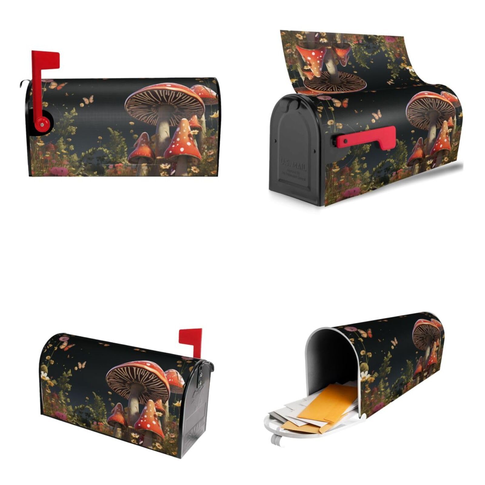 Fairy Tale Style Mushrooms Mailbox Covers Magnetic Wraps Post Letter Box Cover Garden Home Decor 25.5x21 in