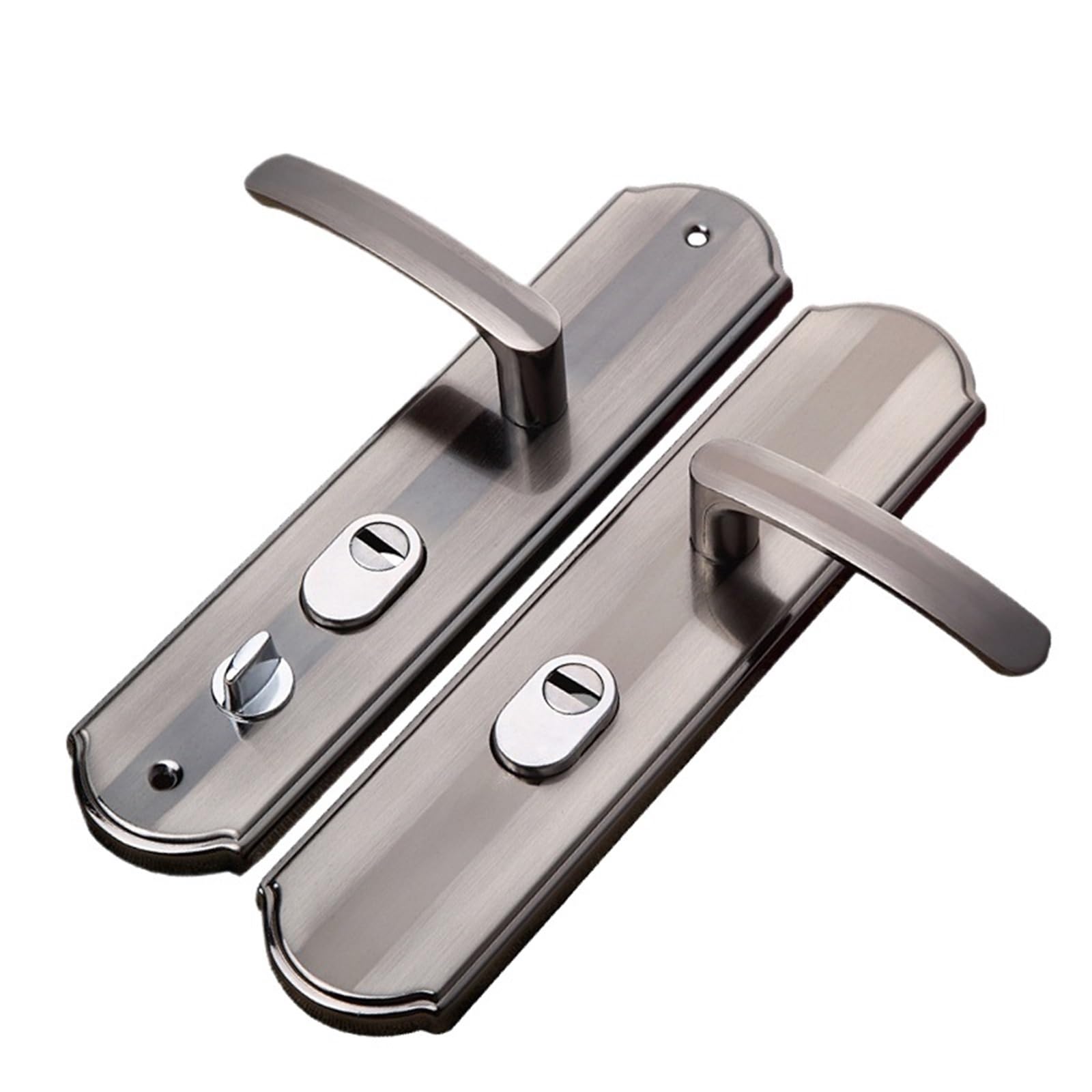 Yshiuol Silver Door Handles Aluminium Alloy Door Handle Universal Security Pair Lock Thickened Panel Household Hardware For Home And Office