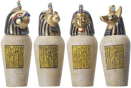 SUMMIT COLLECTION Juego de 4 tarros canopic egipcios 3.5H Jackal Falcom Human Lion
