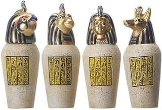 SUMMIT COLLECTION Egyptian Canopic Jar Set of 4 Pieces 3.5H Jackal Falcom Human Lion