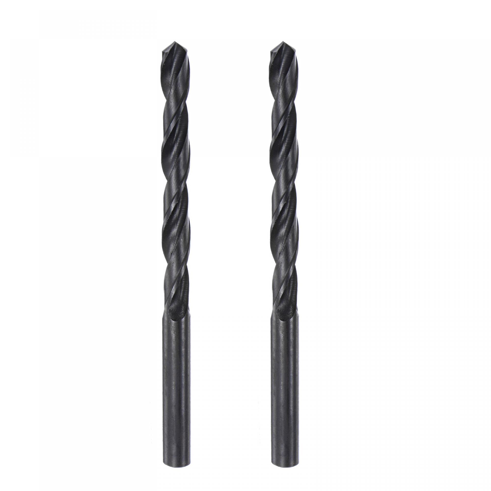 sourcing map 6542 High Speed Steel Straight Shank Twist Jobber Drill Bit, Fully Ground Black Oxide Drill Bits 7.3mm Drill Diameter 110mm Total Length 2 Pcs