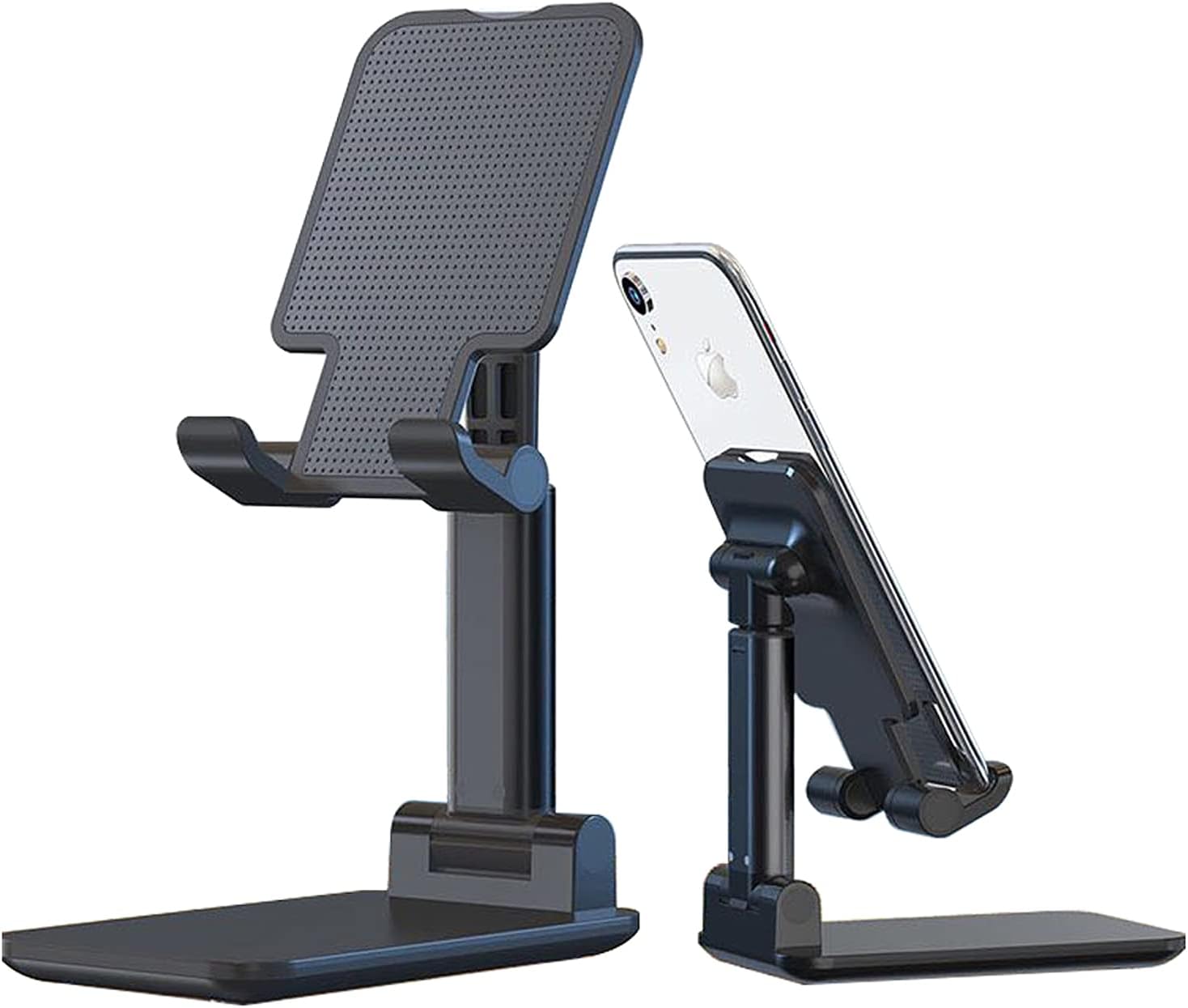 TyCom Cell Phone Stand, Adjustable phone holder for Desk, Foldable Desktop Tablet Stand Holder, Double Adjustable Mobile stand Phone Tablet Holder (Black)