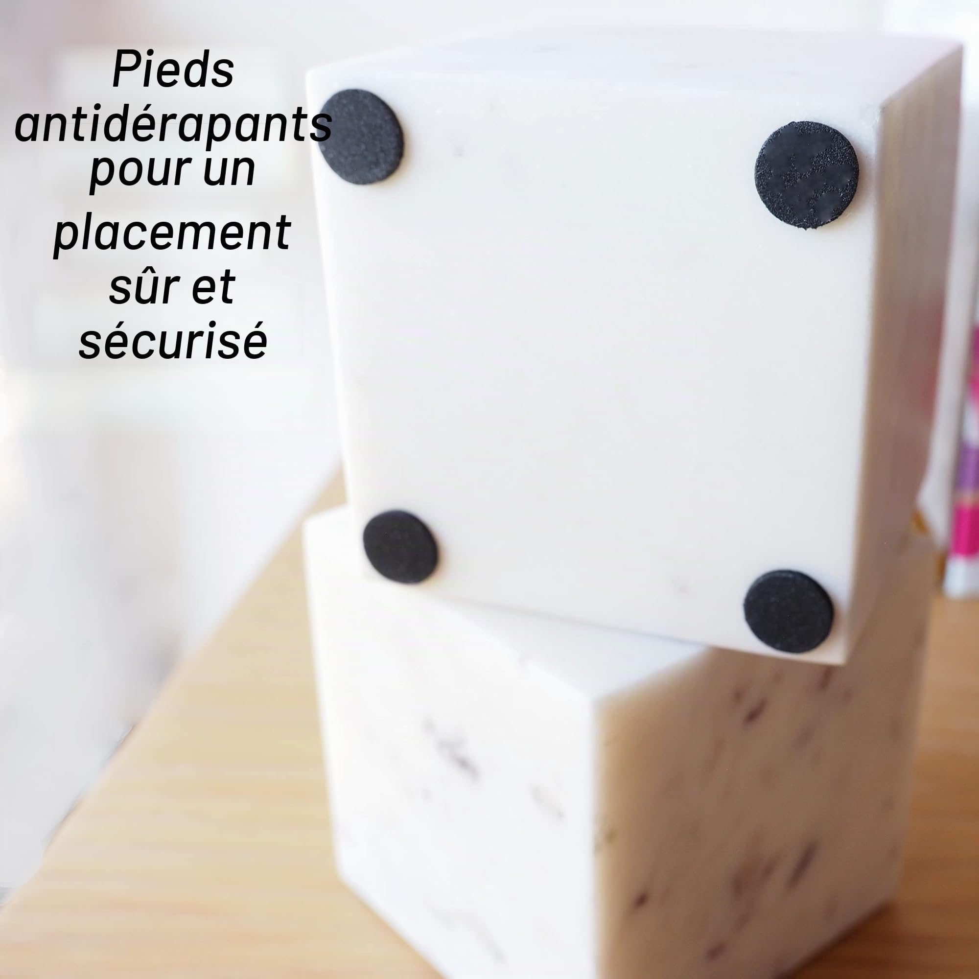 Lot de 2 Serre-Livres carrés en marbre fabriqués à la Main avec Fond antidérapant pour la Maison, la Cuisine, Le Bureau
