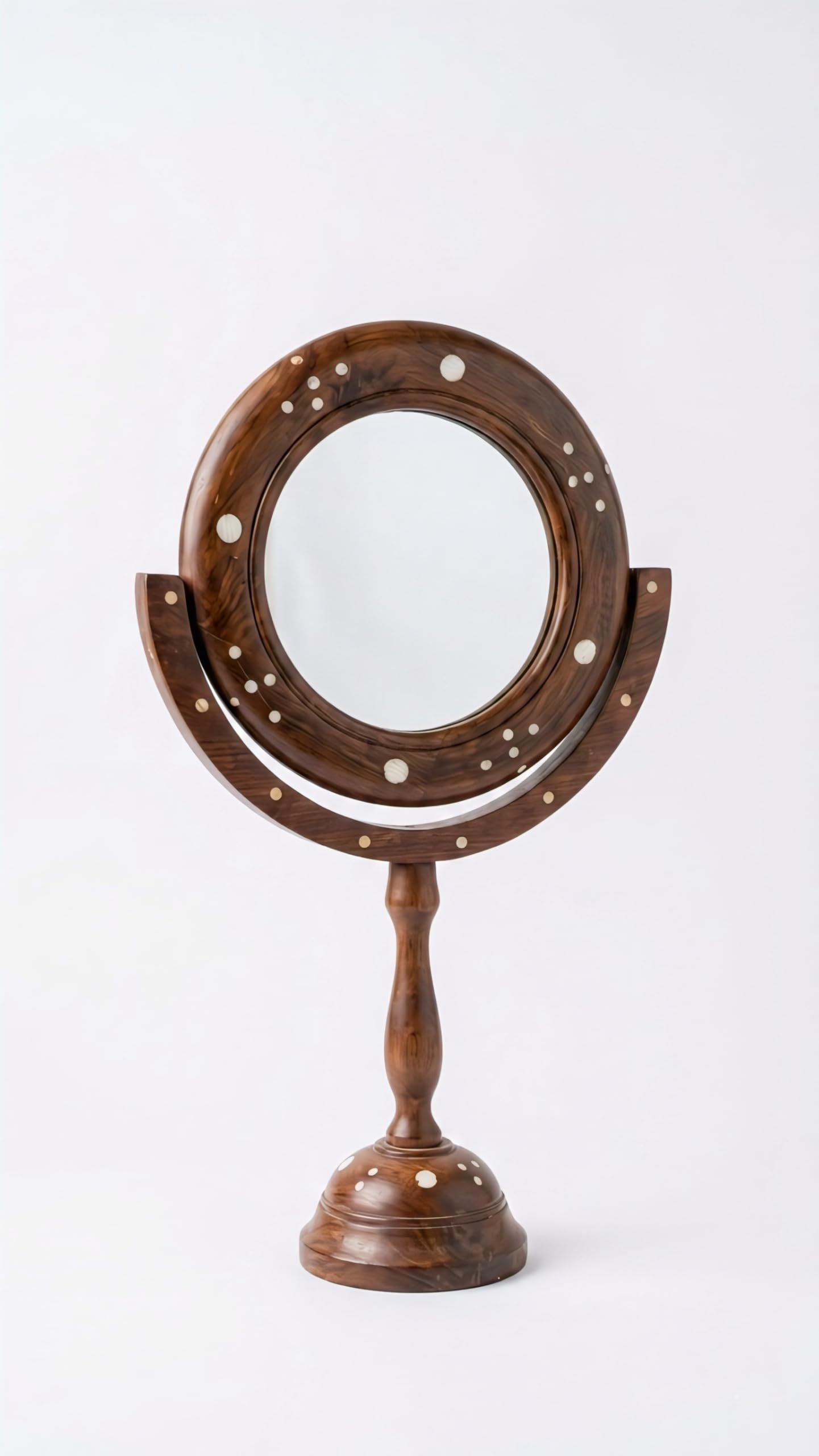 Aaditri Handcrafted Wooden Table Mirror with Stand | Decorative Vanity Makeup Mirror for Bedroom, Dressing Table & Home Décor | Artisan Wooden Frame Mirror-image-35