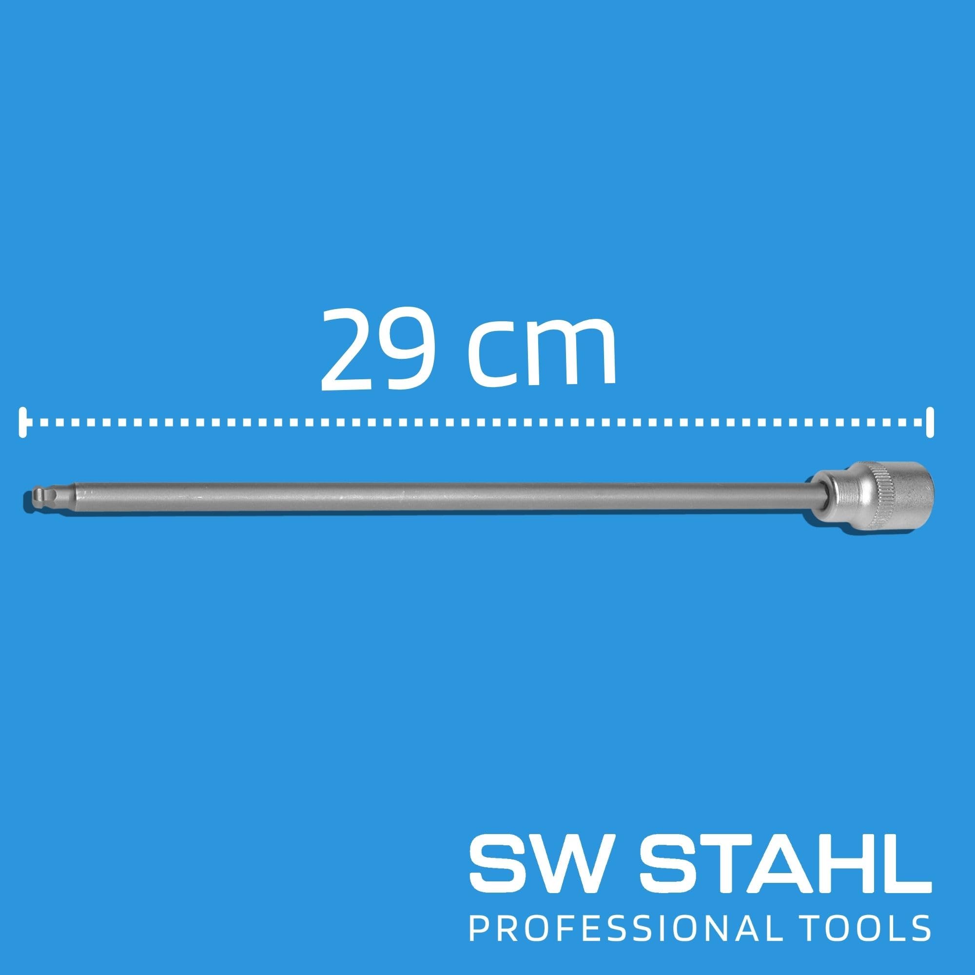 SW Stahl 03017L Douille pour Vis de Carter d'Huile VAG - 5 mm, 3/8 Pouce | Clé à tête sphérique longue 290 mm en acier chrome-vanadium - embout six pans creux pour montage carter et régulateur