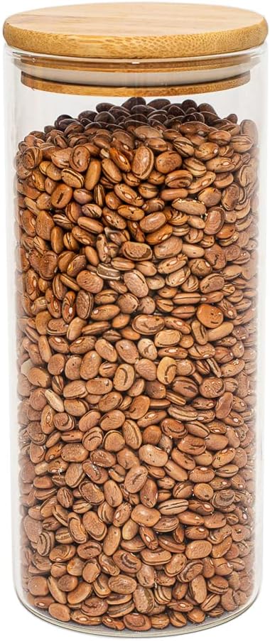 Oikos – Pote de Vidro 800ml com Tampa de Bambu Hermético Redondo Flat