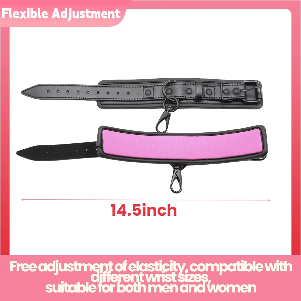 Bondage Handcuffs BDSM Sex Restraints Toys PU Leather Cuffs Sex Toys Adjustable Adult Fetish Erotic Slave SM Game for Couples Women Men (): Pink