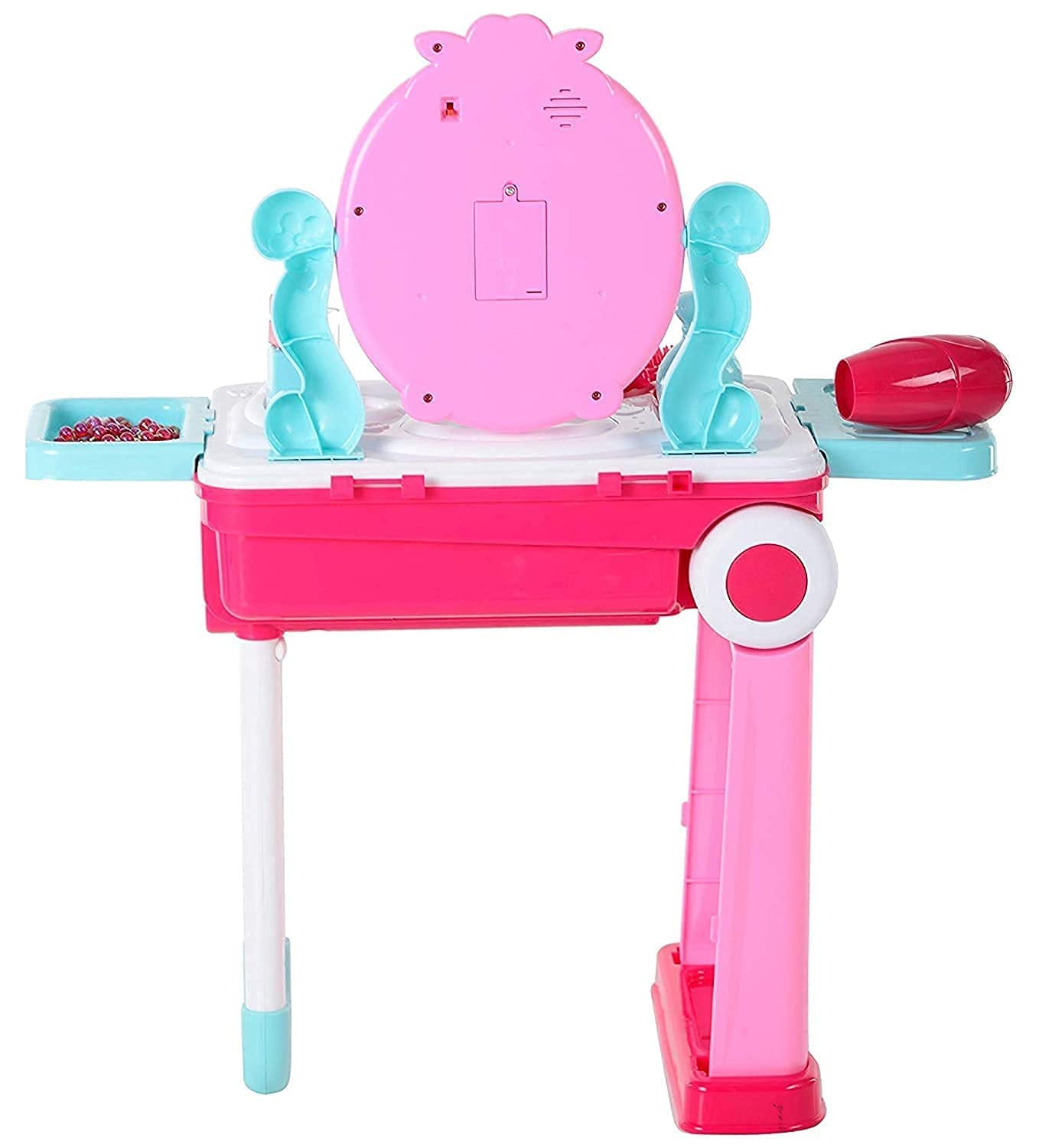 Giptoc 2 in 1 Beauty Makeup Kit, Vanity Table with Mirror, Trolley, Cosmetic Accessories for Kids, Pink 2