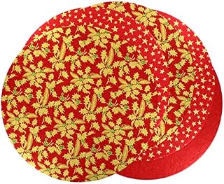 Culpitt Red Selection Christmas Cake Boards, 10", Stars And Holly Festive, 3mm x 254mm - 5 Pack, 811034, 10 Inch