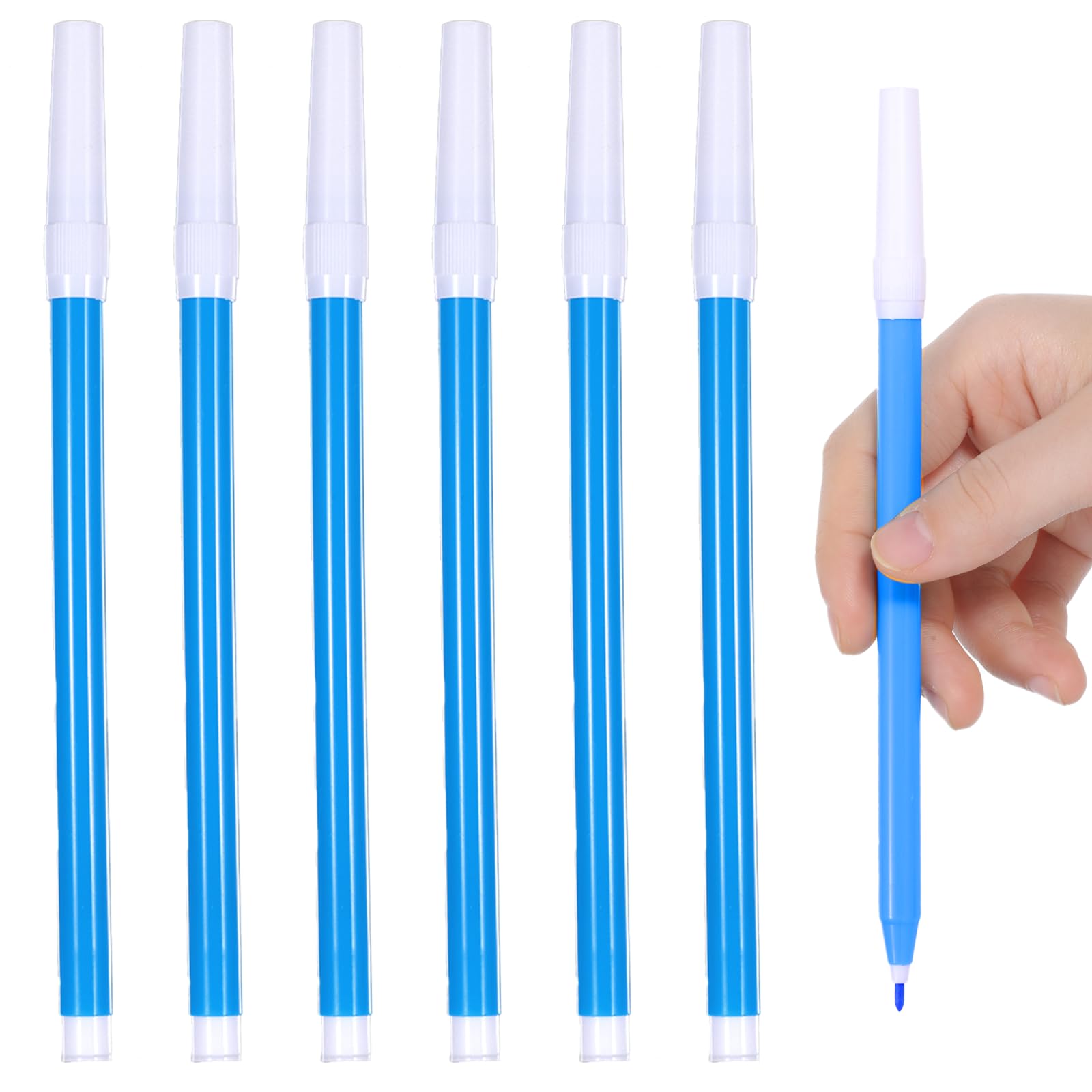 7 Pcs Water Soluble Fabric Marker Blue Embroidery Pen Fabric Markers for Sewing Disappearing Ink Pen for Fabric Washable Fabric Marker