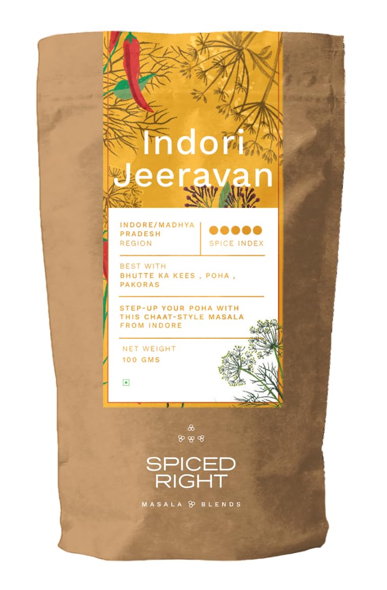 Spiced Right Jeeravan Masala Indore 100gm - All Natural Indori Poha Masala, No Artificial Colouring or Flavouring, Authentic Jiravan Masala, Buknu Powder Kanpur (B0BNX4WKSL) Amazon Price History, Amazon Price Tracker