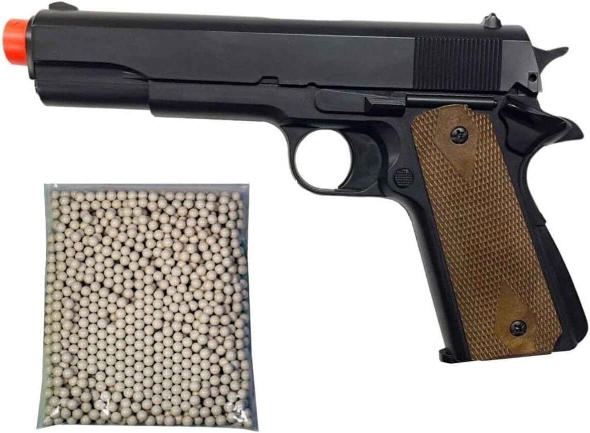 Airsoft Green Gas Powered Pistol 1911 Non-Blowback Full Size + Free 1000 Bio BBS