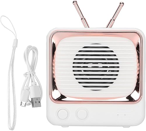Miniatura 5 de SUNGOOYUE Retro TV Style BT 5.0 Wireless Speaker, Macaron Design, ABS Plastic, 3W Output, 8-9 Hours Battery Life, Portable with HiFi Sound (White)