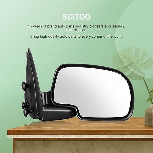 Miniatura 6 de SCITOO Espejo retrovisor derecho para Chevy Silverado para GMC Sierra 1500 2003 2004 2005 2006 2007 para Chevy Silverado para GMC Sierra 1500 negro