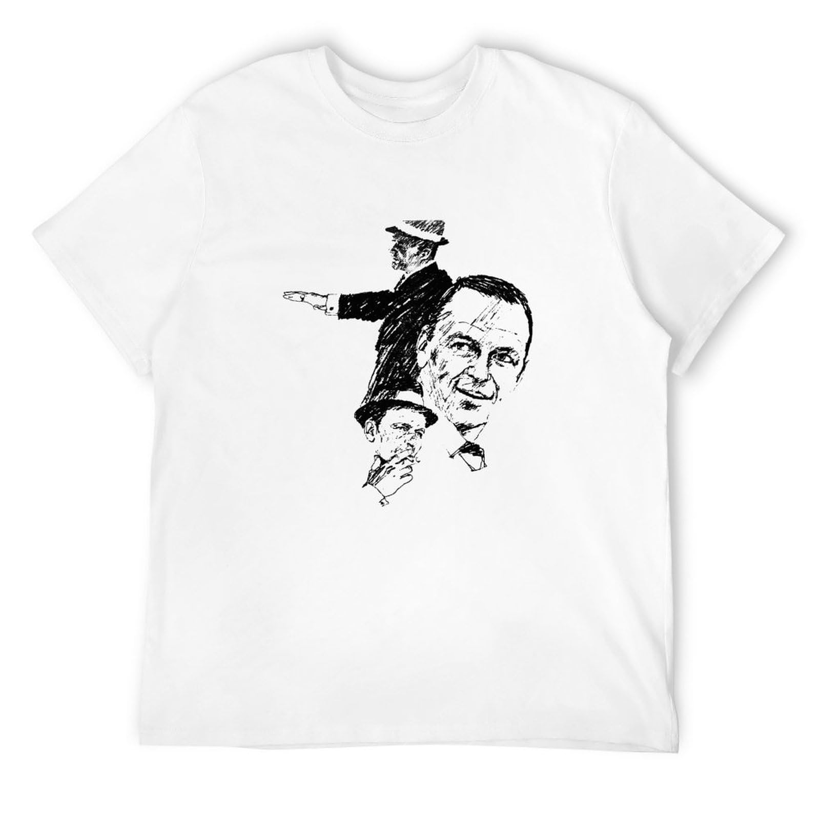 KAFANSHI Men's Casual Shirt ZHENGXI F*Rank Sin*atra The Wo&rl&d We Kn&ew Jazz Men O Neck Slim Fit T Shirts Comfortable Fabrics to accompany You All Summer White