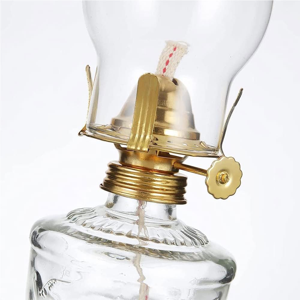 Lot de 4 lampes à huile rétro en verre de 12,99 pouces - Lampe à pétrole traditionnelle vintage antique - Éclairage d'intérieur - Lampes à huile coupe-vent pour chambre à coucher, bureau
