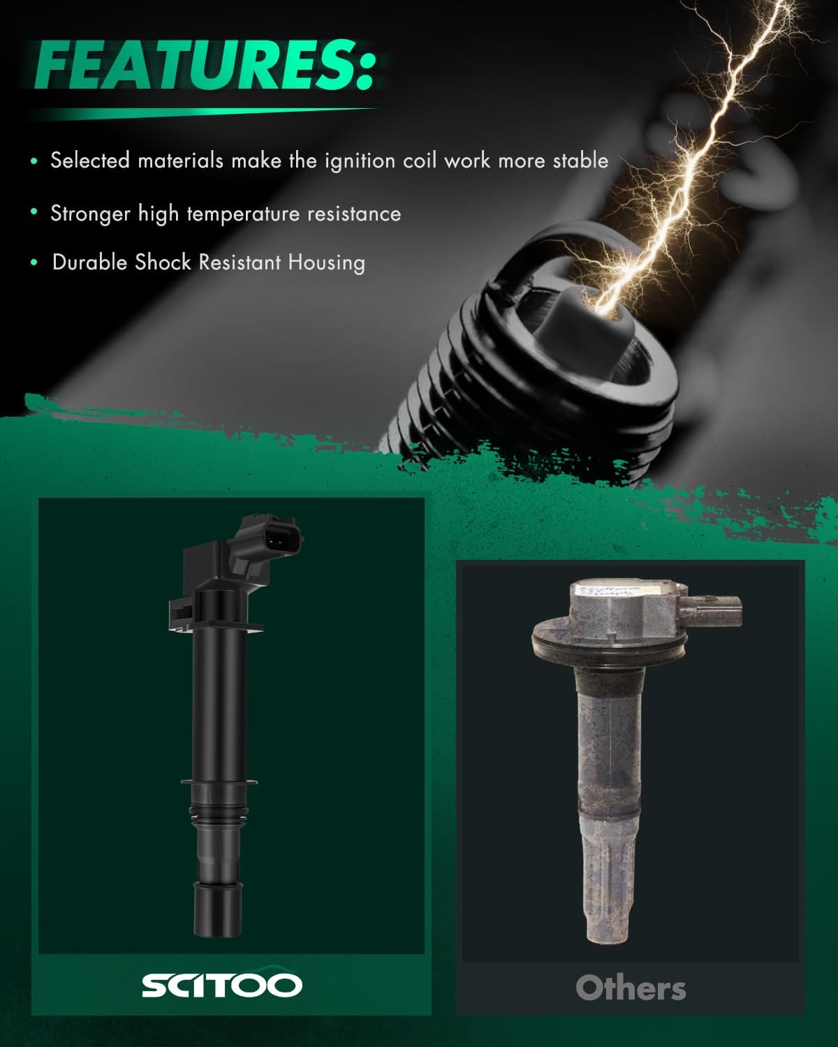 SCITOO Ignition Coil Coils Pack fits for Mitsubishi Raider 4.7L 2006-2007 for Raider 3.7L 2006-2009 for Jeep Liberty 3.7L 2002-2008 for Cherokee 5.7L 2007 UF399 UF297 UF270 set of 6