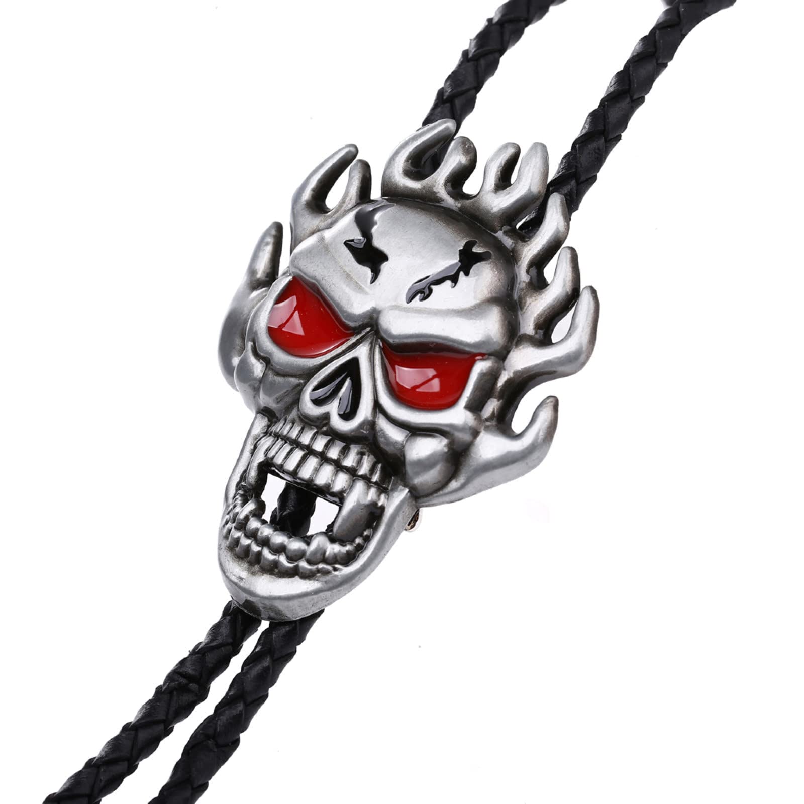 Bolo-Krawatte Für Herren – Flammen-Geist-Kopf-Krawatten-Anhänger Reiter-Hemd-Accessoires, American Western Cowboy Schmuck Halloween-Kostüm-Accessoires