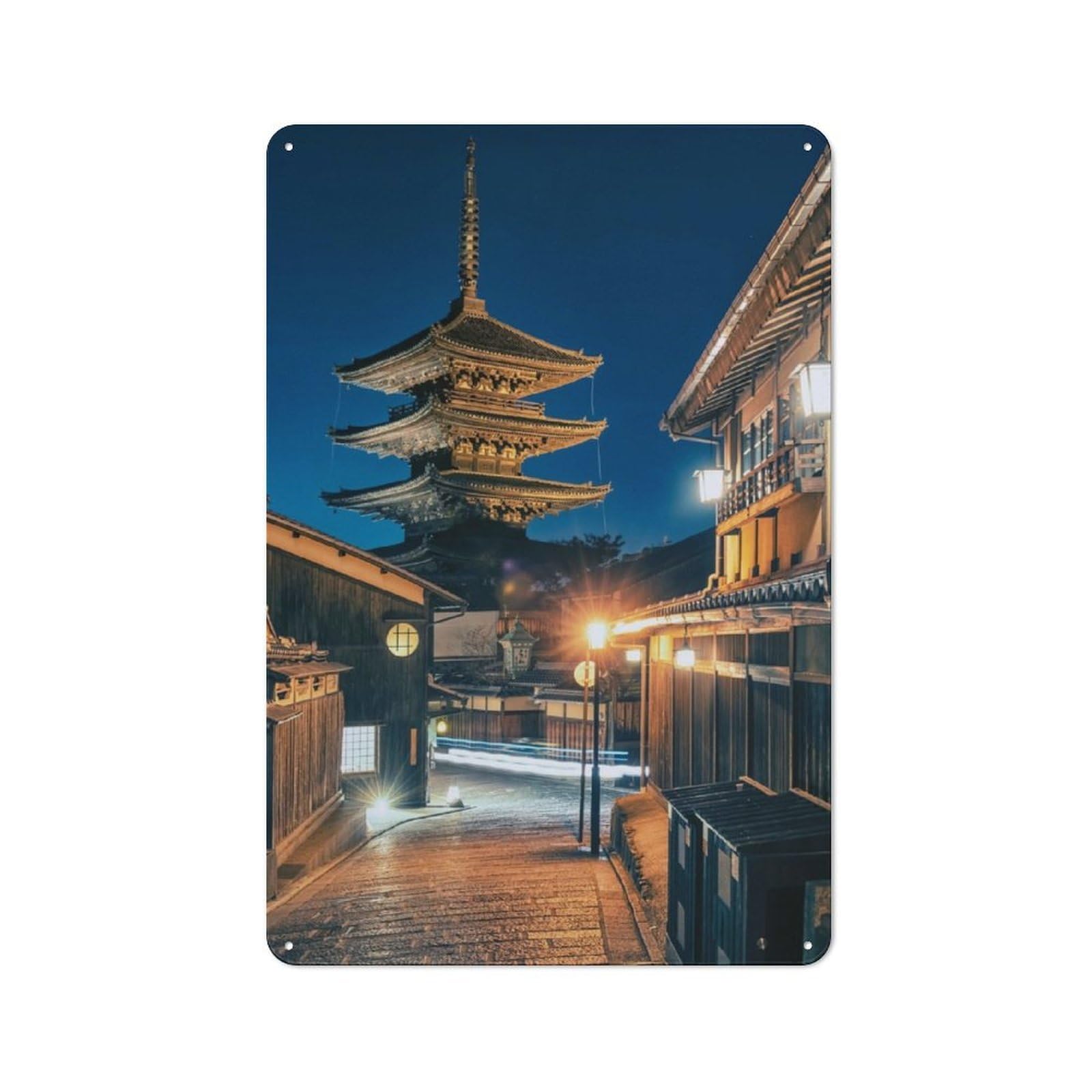 Junmoney Kyoto By Night Vintage Tin Sign 30X20cm For Guest Room Or Hallway, Suited To Home Decor Collectors