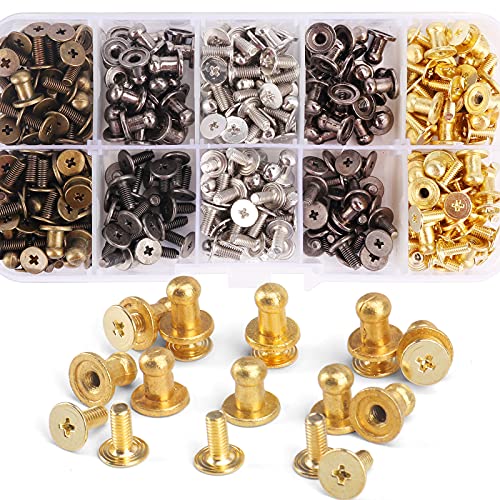 Metal Button Spikes and Studs cenoz Round Head Spike with Studs 200 Sets Mixed Color Leather Rivets Punk Stud and SpikeÂ Â for Clothing Shoes Leather Belts Bag Accessories (8x5x8MM)