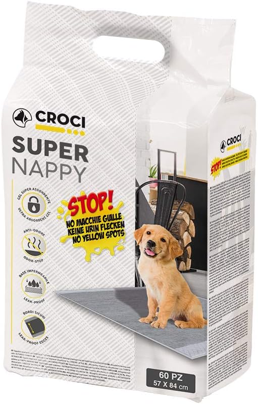 Croci Super Nappy Activated Carbons - Hygienic Mats for Dogs 57 x 84 cm - 60 Pieces - Dog and Pet Traverse for Dogs and Cats Ultra Absorbent Disposable Tear and Odour Proof