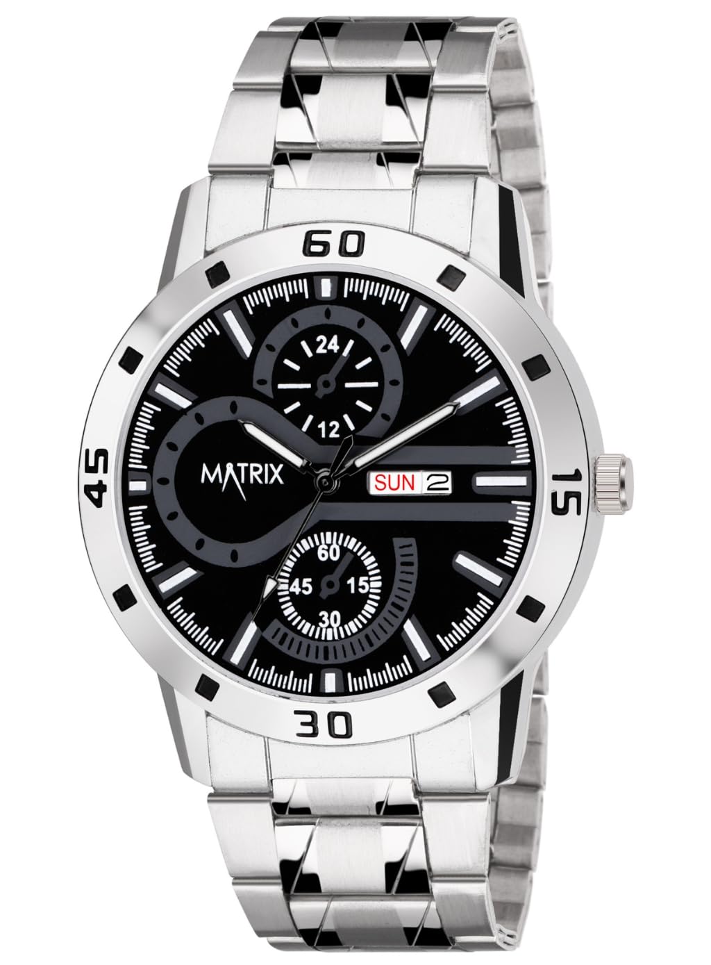 Superior Analog Watch for Men | Black, Blue, Green & White Dial Stainless Steel Chain Strap Watch | Day & Date Display | Quartz Movement | Stylish Casual & Formal Wrist Watch for Boys & Men-image-3