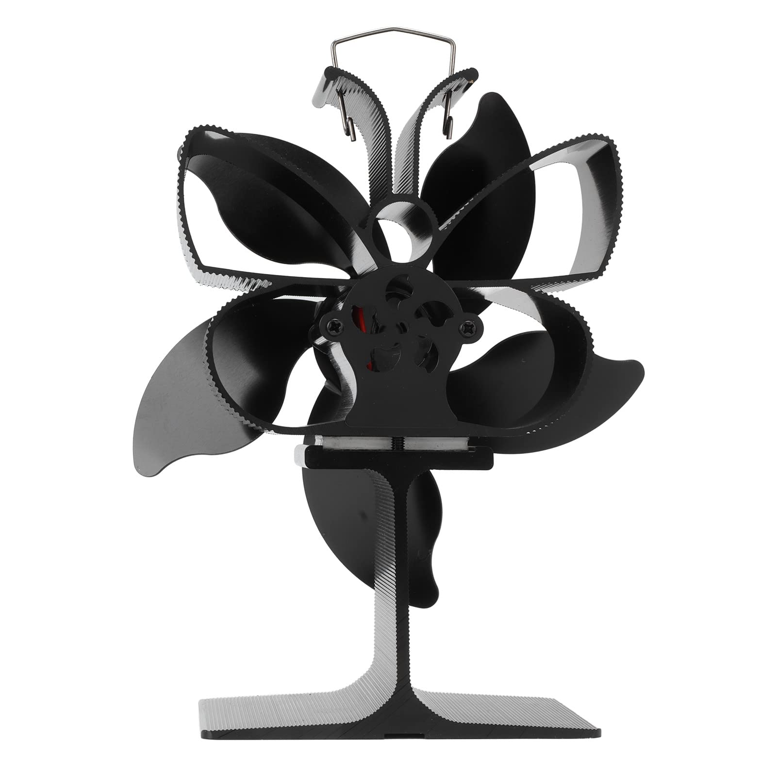 Ofenventilator, Kaminventilator, Holzofenventilator, Wärmebetrieben, 5 Flügel, Schwarz, Thermische Leistung, Umweltfreundlich, Energiesparend, Automatischer Start, Geräuscharm,