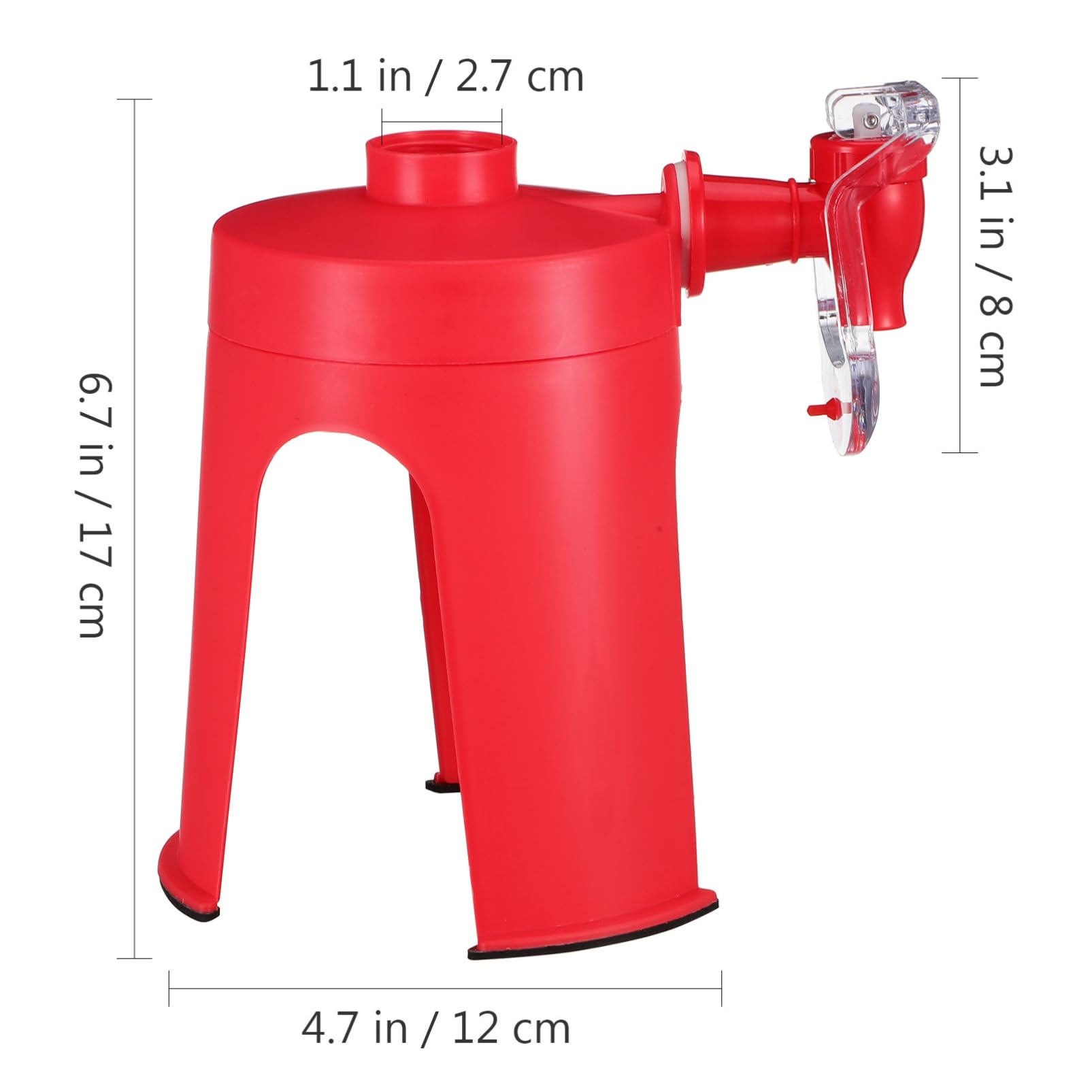 COLLBATH Creative Soda Dispenser Stand with Faucet Desktop Drink Dispenser for Carbonated Beverages Easy to Use Red Food Grade Device