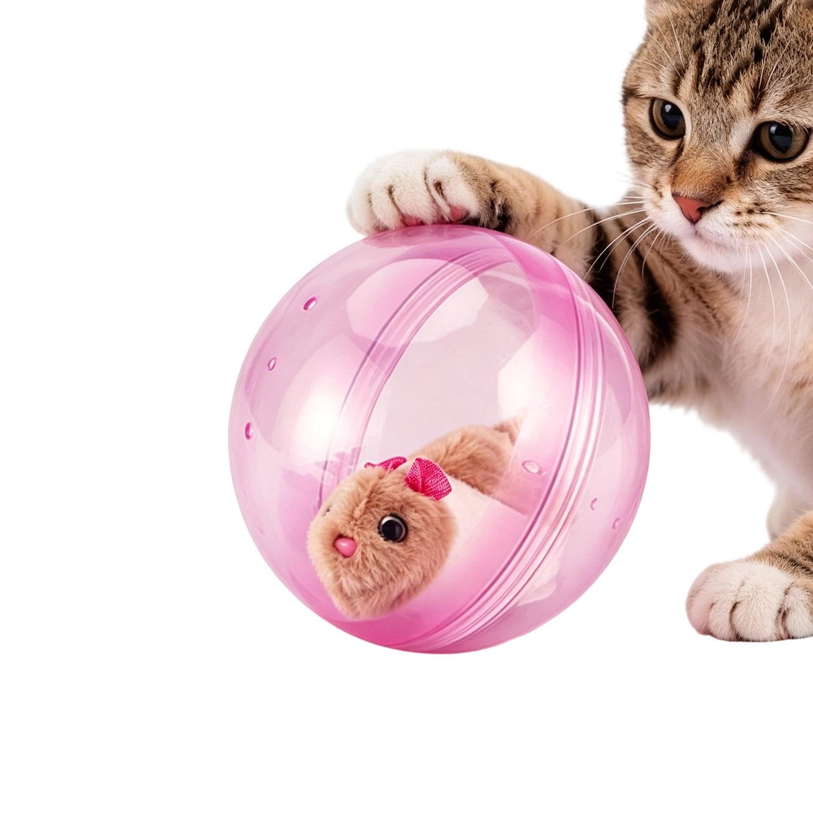 Pelota interactiva para gatos con ruedas y ratón electrónico para entretenimiento de mascotas