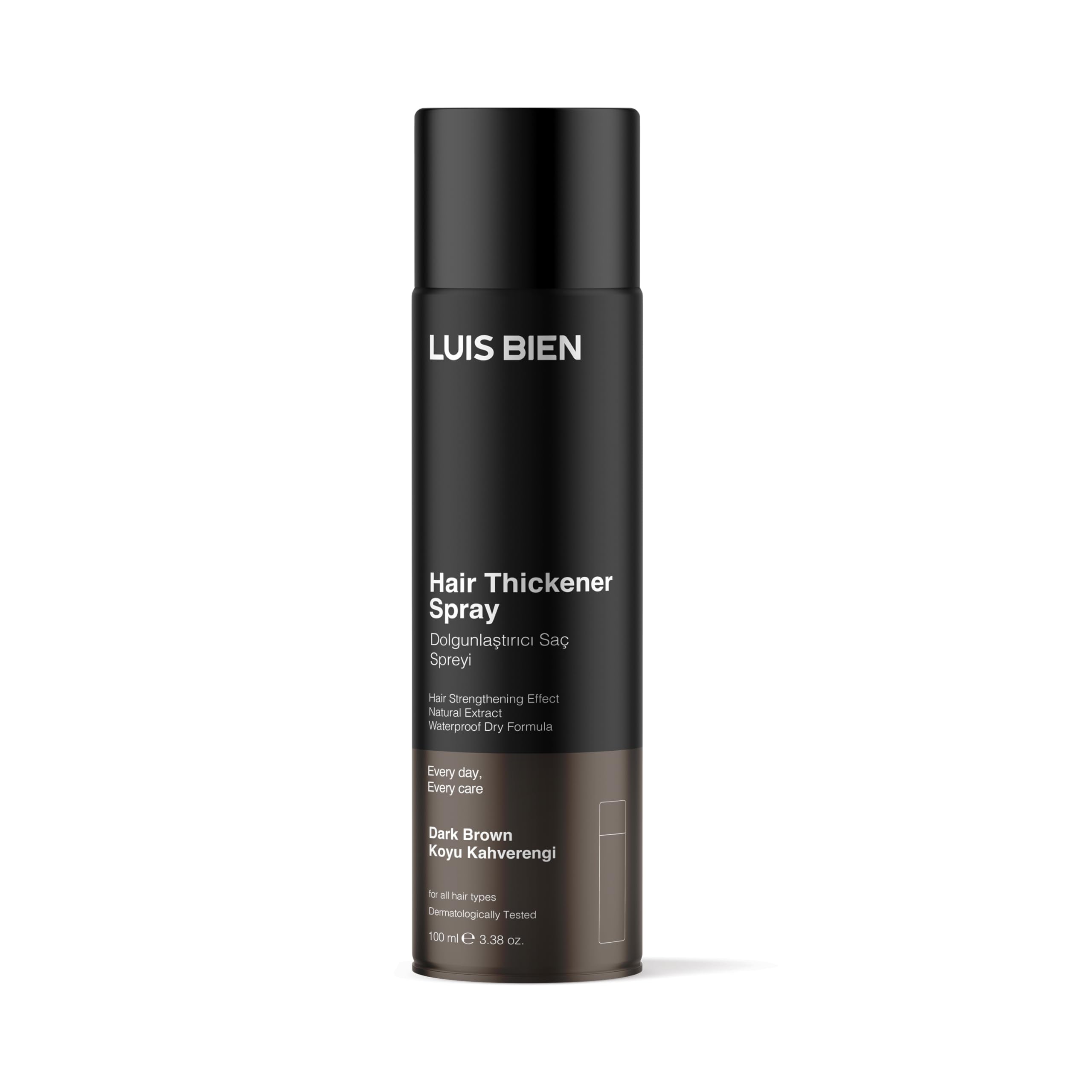 Luis Bien Hair Thickening Spray for Men and Women,Instant Hair Growth-Hair Building Fibers -Full and Thick Hair Instantly-Natural Hair Look-Easy and Quick Apply-Dark Brown 100 ML