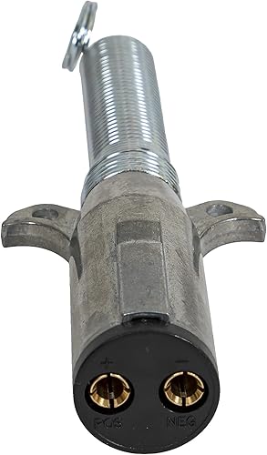 Miniatura 7 de Buyers Products - Conector de remolque de zinc fundido a presión de 2 vías, lado del remolque, pasadores horizontales con resorte, TC2002, PLATA