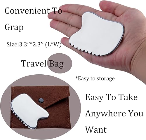 Miniatura 10 de wuyaoyao Herramienta de raspado Gua Sha, herramienta de masaje de terapia de acero inoxidable, tabla de drenaje linfático Gua Sha para
