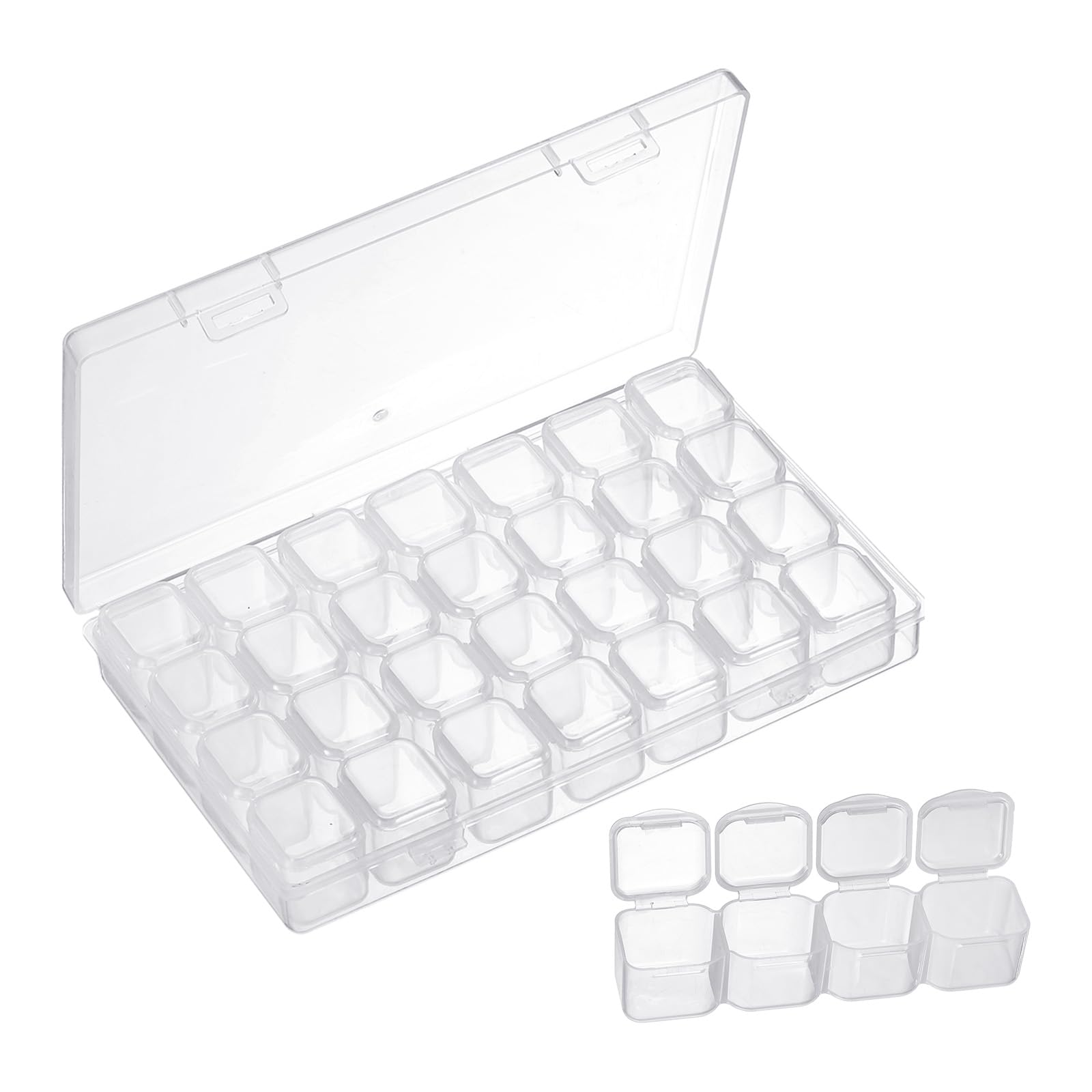HARFINGTON Bead Organizer Box Diamond Art Containers 2pcs Rectangular Plastic Storage Case 56pcs Mini Clear Bead Storage Containers Boxes for Jewelry Beading Crafts