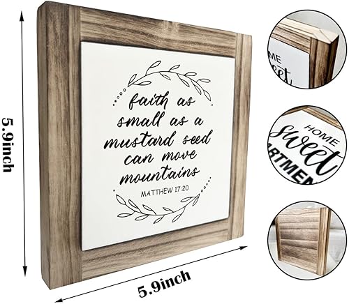 Miniatura 3 de Cartel cristiano, caja de placas de madera para decoración de escritorio, citas motivacionales positivas, letrero de madera, letreros de arte de