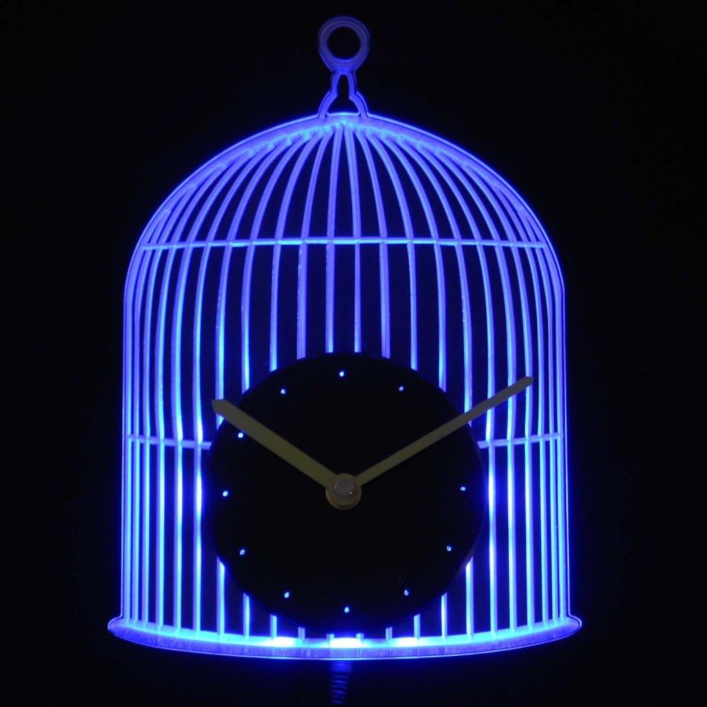 ADVPRO cnc2010-y Bird Cage Decoration Illuminated Edge Lit Bar Beer Neon Sign Wall Clock with LED Night Light