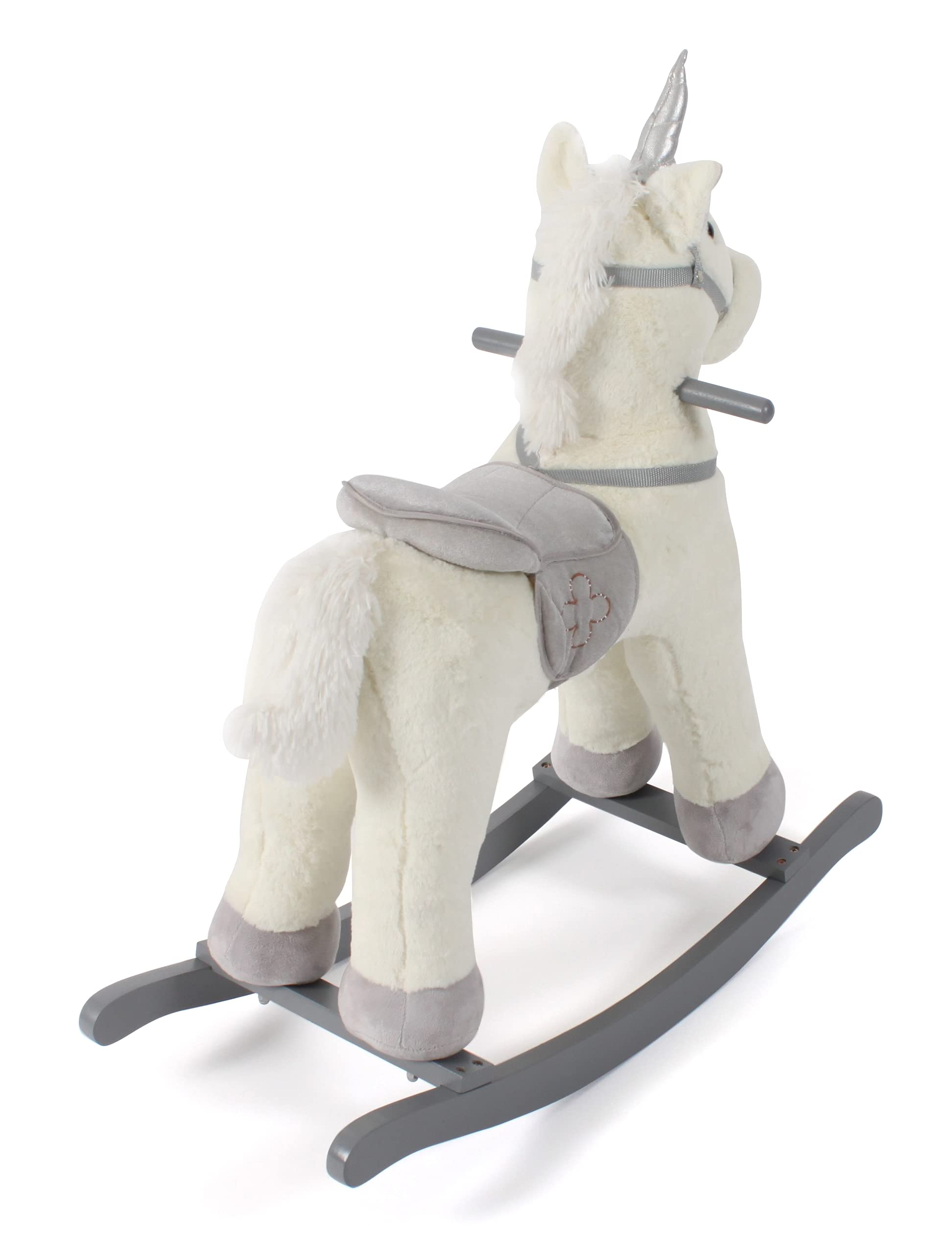 Bayer Chic 2000 - Balancín de Unicornio, Altura del sillín 46 cm, Columpio de Peluche, Color Beige-Gris