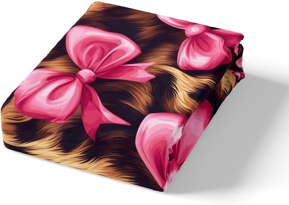 Cartoon Bowknot Duvet Cover Toddler Size,Cowhide Cow Skin Printed Comforter Cover with 1 Pillowcase,Girls Woman Princess Style Bedding Set 2pcs,Cowgirl Farmhouse Style Quilt Cover,Not Comforter