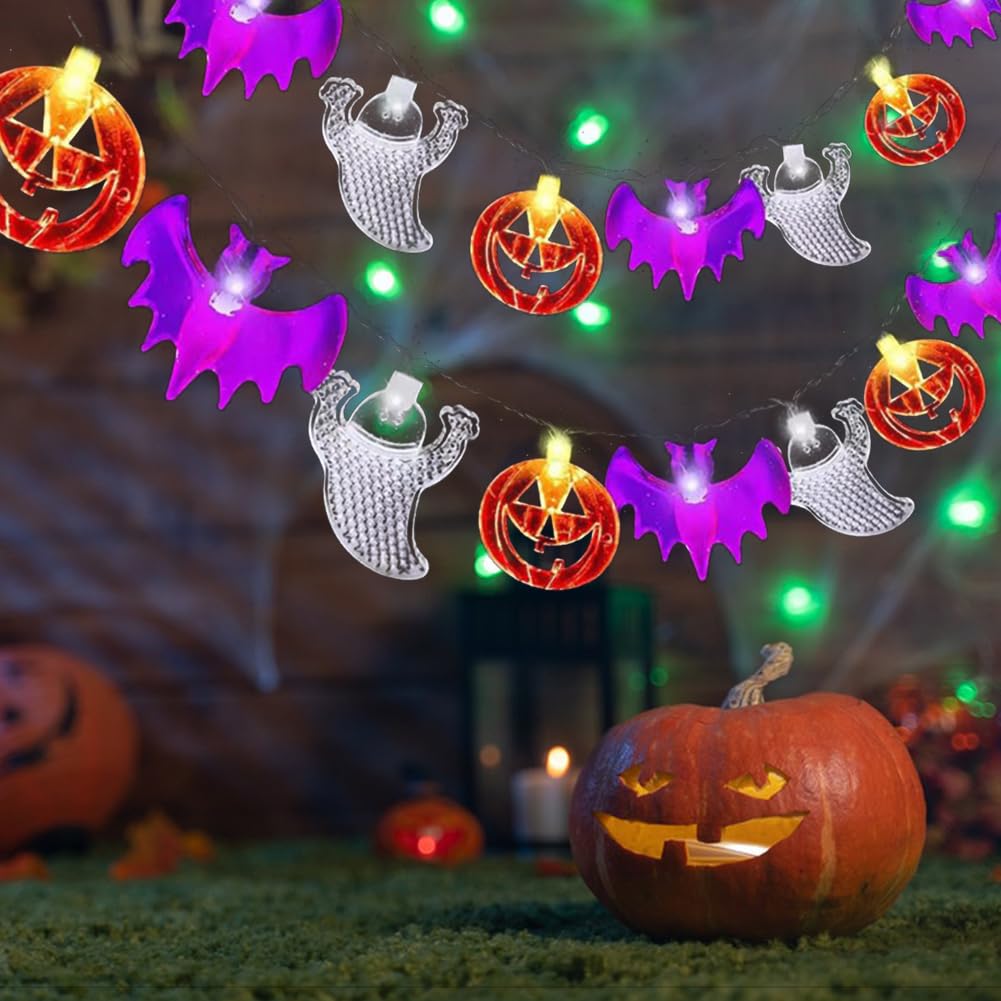 Guirlande Lumineuse Halloween 3 Mètres 20 LED – Fantômes, Citrouilles, Chauves-souris, Pour Intérieur Et Extérieur - 2