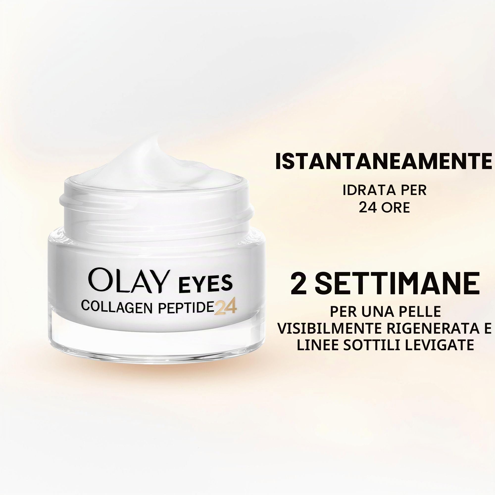 Olay Crema occhi al collagene peptide, cura della pelle con niacinamide purezza al 99% e vitamina E antiossidante, cura della pelle avanzata anti-età con 3 azioni: rinforza, ripristina, idrata, 15 ml