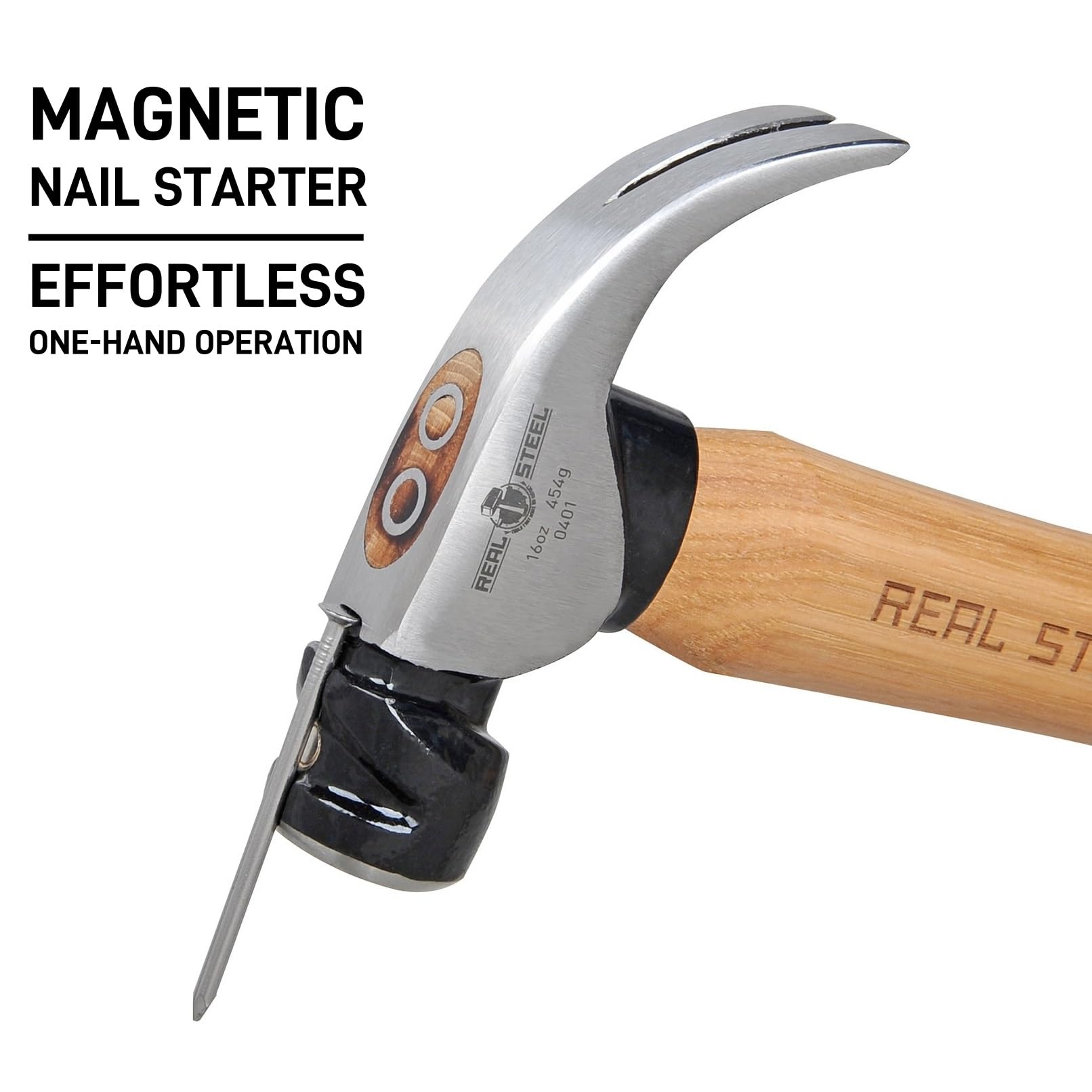 Real Steel 0401 de nogal curvado martillo de carpintero, 16 oz
