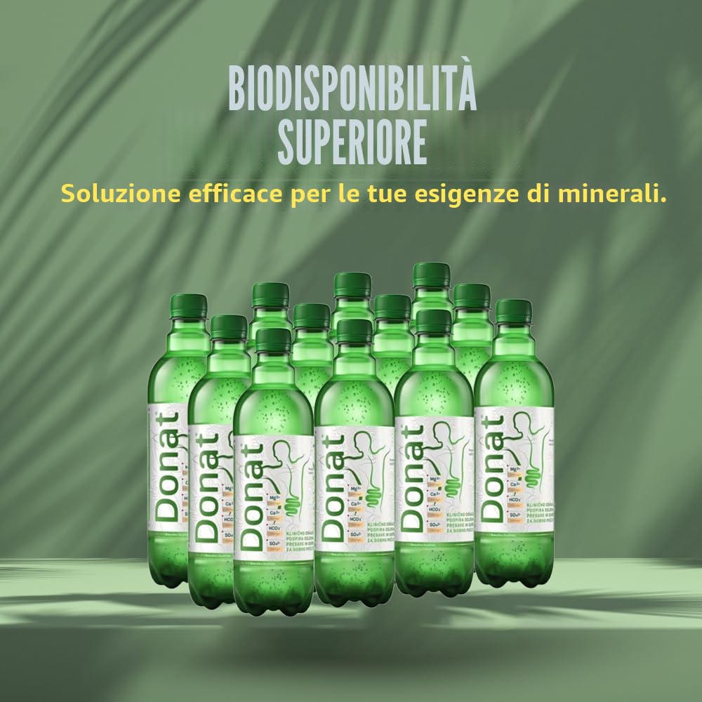 Acqua Magnesio completo - 500mg di Magnesio Naturale in acqua naturalmente frizzante 'Donat Mg' - 12x0,5L