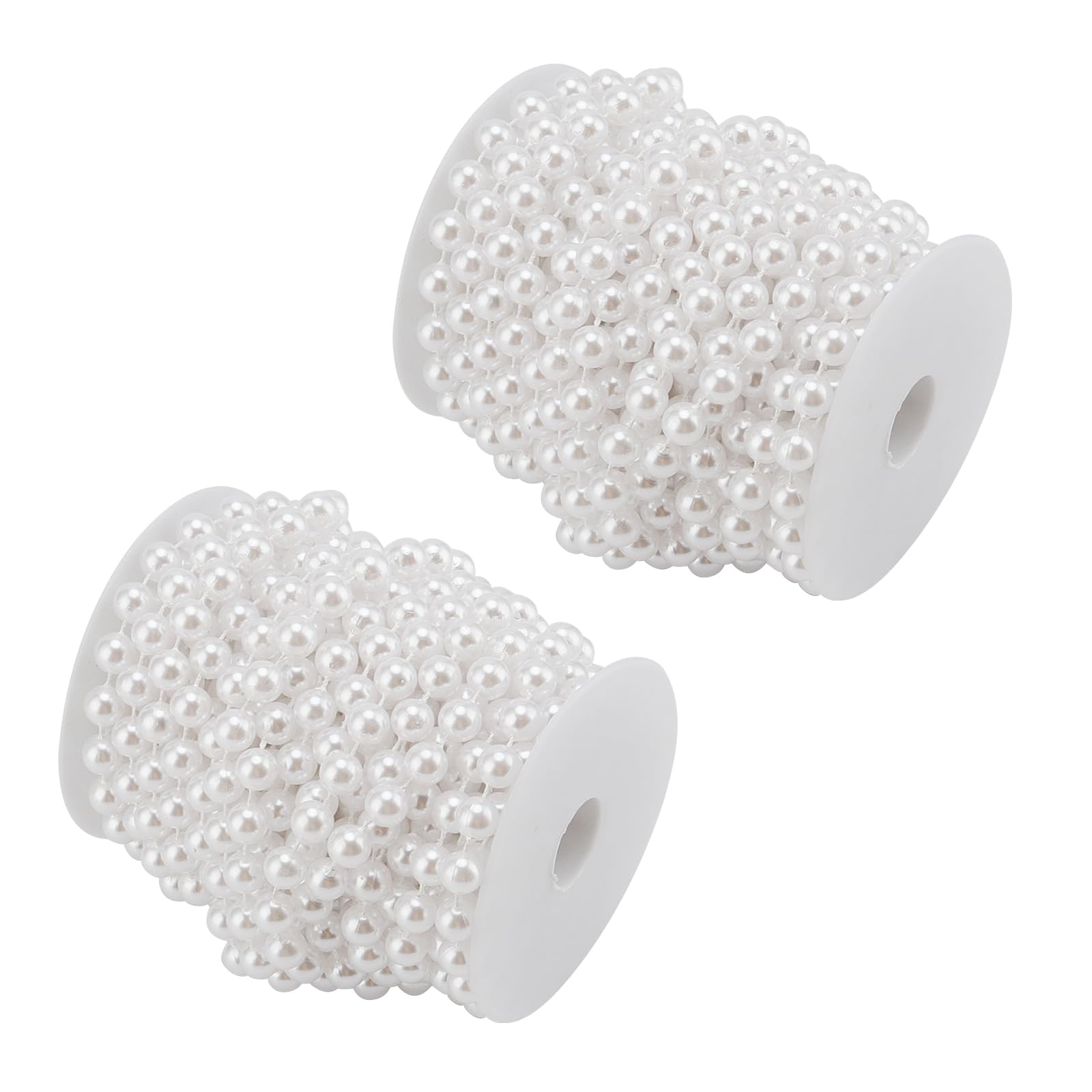 ZEONHEI Lot De 2 Colliers De Perles 10m X 8mm Blanc - Guirlande Décorative Pour Noël Et Bricolage