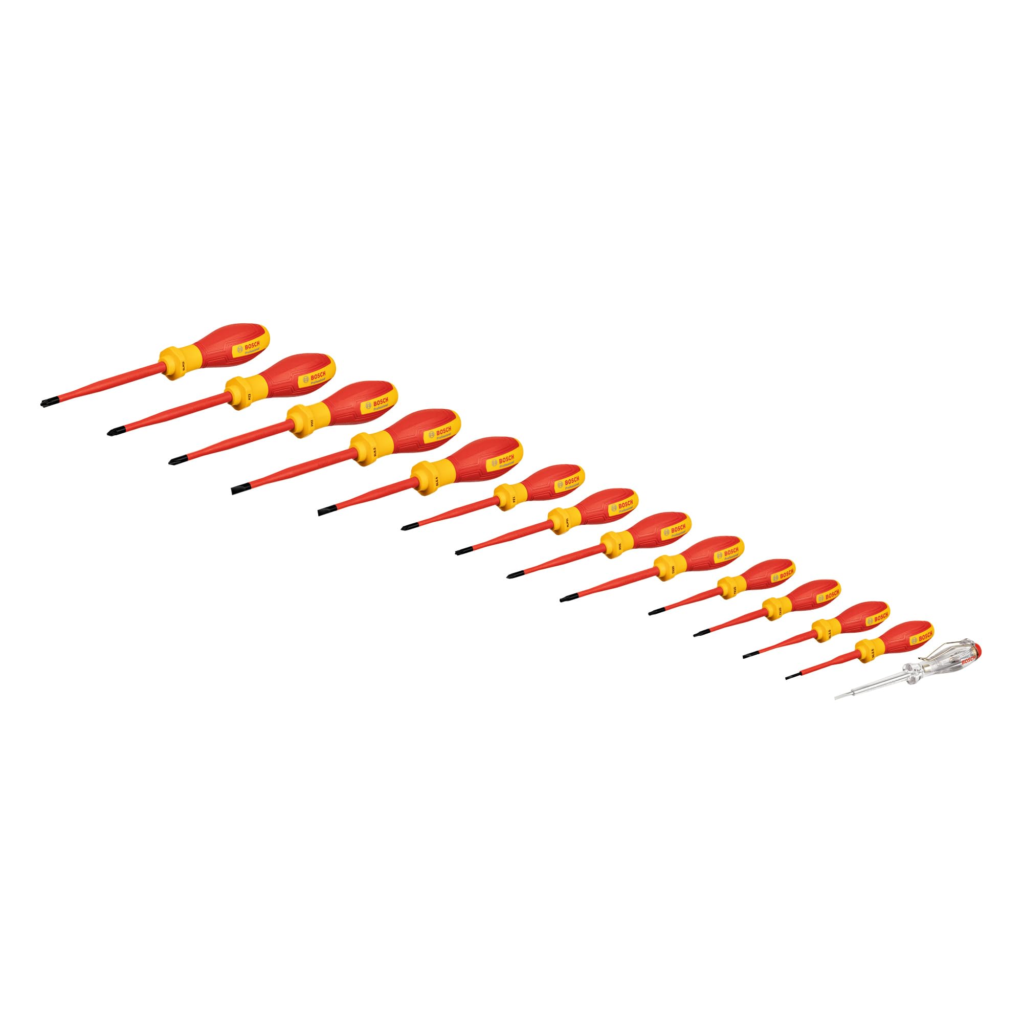Bosch Professional Set de tournevis mixtes VDE (avec testeur de phase unipolaire – 14 pièces, dans une L-BOXX)