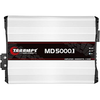 Taramps MD 5000.1 Amplifier 2 Ohms 5000 Watts RMS 1 Channel Full Range, Car Audio Monoblock, LED Monitor Indicator Class D, Great for Subwoofer, MD 5k