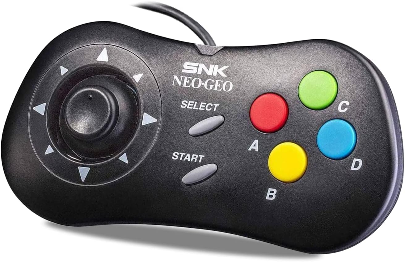 SNK Neo Geo Mini Controller mit klassischem klick-Joystick, SNK-Lizenziertes kabelgebundenes Gamepad, kompatibel mit dem NEO-GEO Arcade Stick Pro für Retro-Spiele für Zwei Spieler (Schwarz)