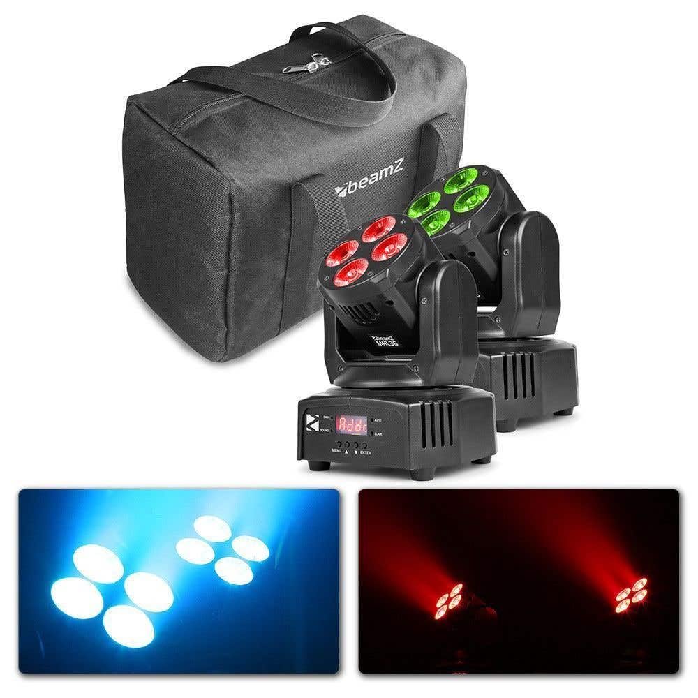 beamz MHL36 Moving Head Set 2 Riflettori LED 4x9W LED 4in1 RGBW 4 Show nero