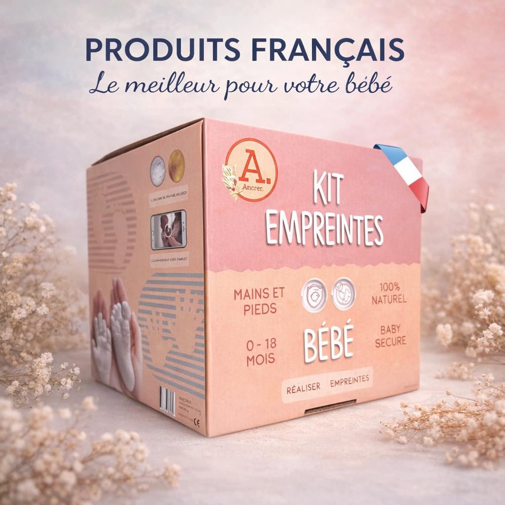 Kit de Moulage Bébé ANCRER® 4 Empreintes Mains Pieds Fille Garçon Contenants Réutilisables Cadeau Naissance